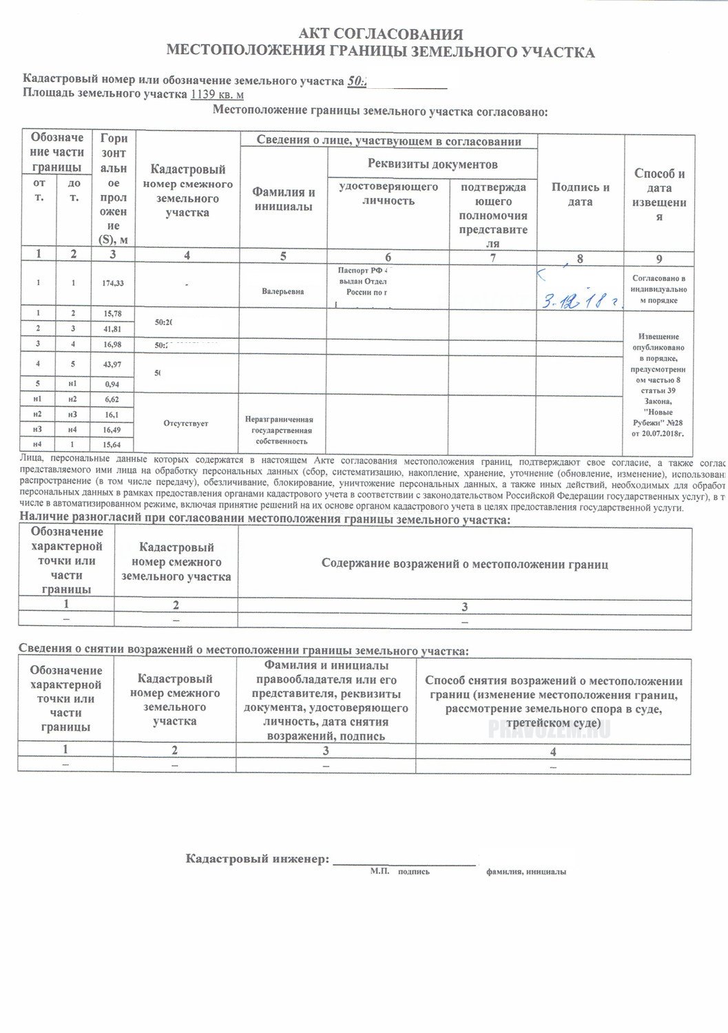 Акт согласования границ Красногорск